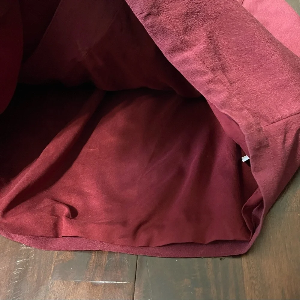 NWT Madewell Burgundy SILK PARKWAY SKIRT Crossover Faux Wrap Mini Size Large